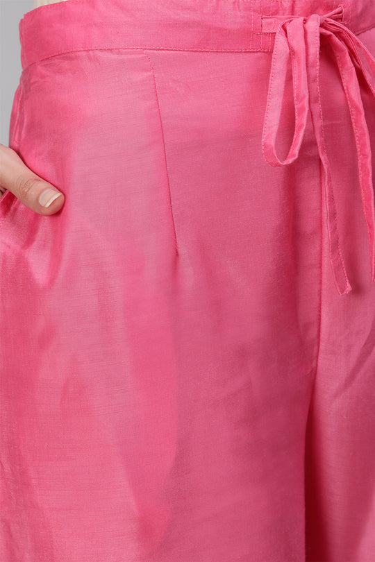 Women's Silk Tie & Dye Anarkali Kurta Trouser Dupatta Set