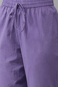 Women's Cotton Purple Kurta Trouser Dupatta Set