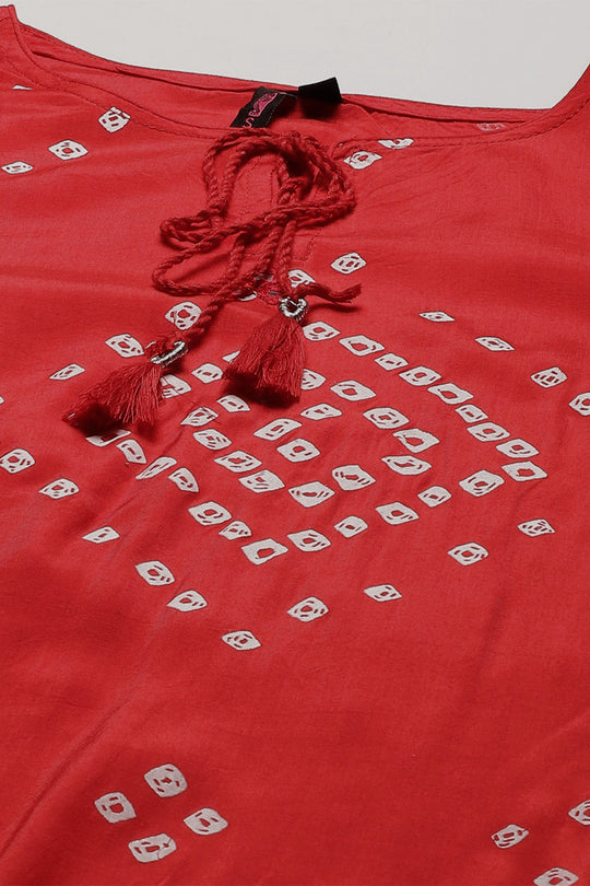 Women's Red Bandhani Kurta Set