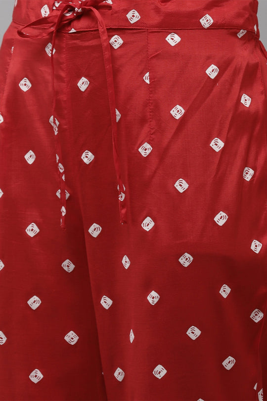 Women's Red Bandhani Kurta Set