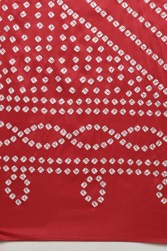 Women's Red Bandhani Kurta Set