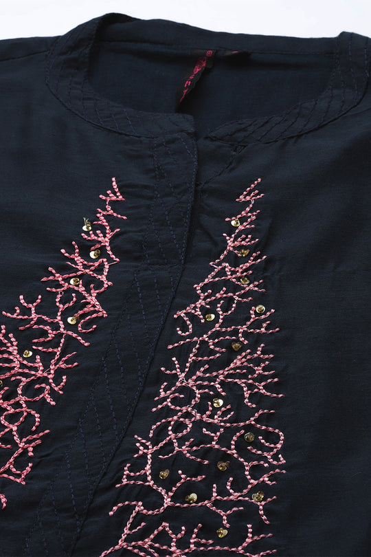 Women Teal Blue & Red Kurta with Trousers & Dupatta