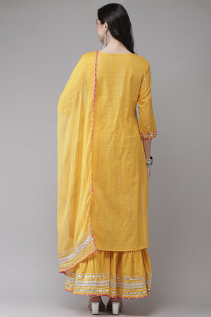 Women's Cotton Mustard Kurta Set