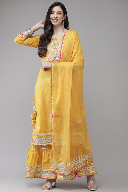 Women's Cotton Mustard Kurta Set