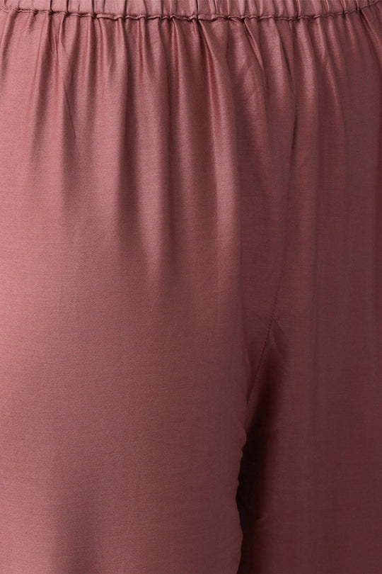 Women's Silk Blend Mauve Kurta Trouser Dupatta Set