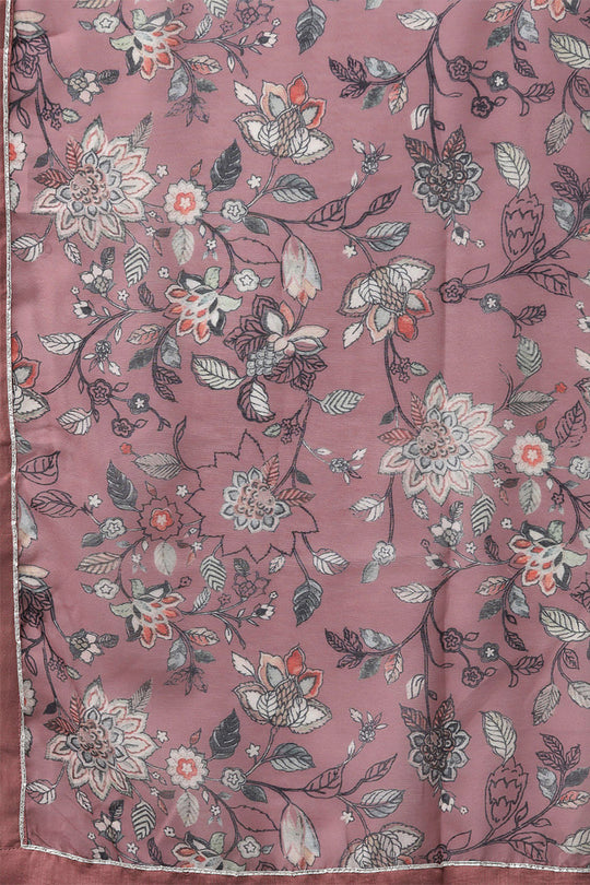 Women's Silk Blend Mauve Kurta Trouser Dupatta Set