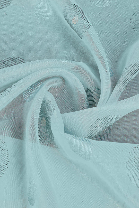 Blue Linen Blend Silk Saree With Blouse Piece