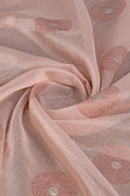 Peach Linen Blend Silk Saree With Blouse Piece