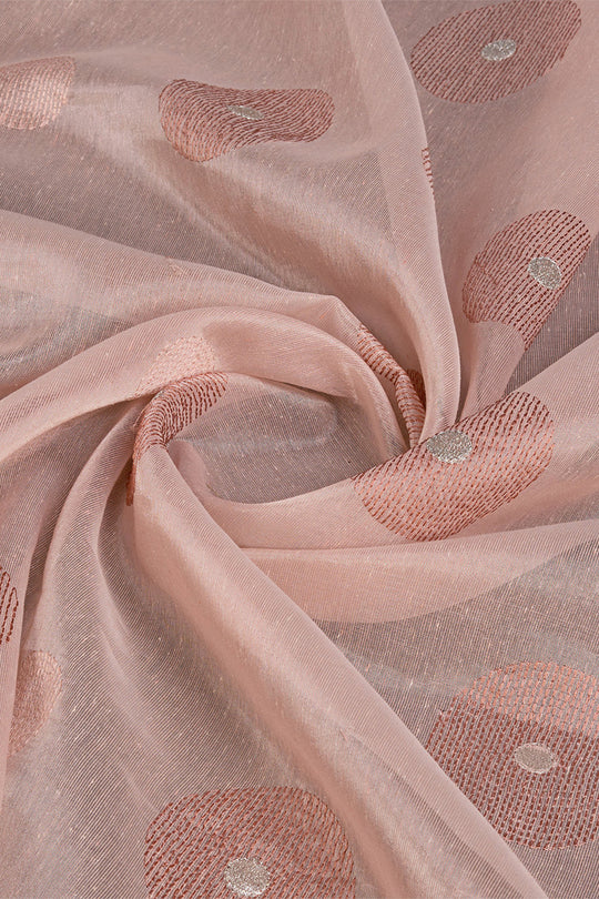 Peach Linen Blend Silk Saree With Blouse Piece