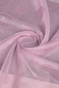 Pink Linen Blend Silk Saree With Blouse Piece
