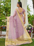 Lavender Organza Saree With Blouse Piece