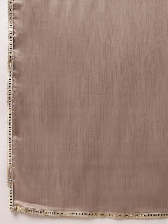 Beige Chiffon Ready To Wear Saree With Blouse Piece