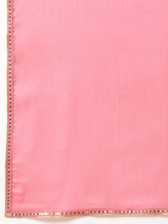 Coral Chiffon Ready To Wear Saree With Blouse Piece