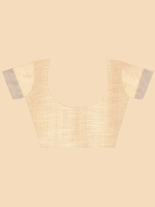 Orange Pure Linen Blend Saree With Blouse Piece