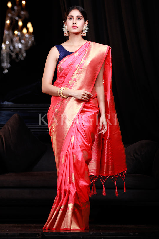 Punch Pink Banarasi Saree