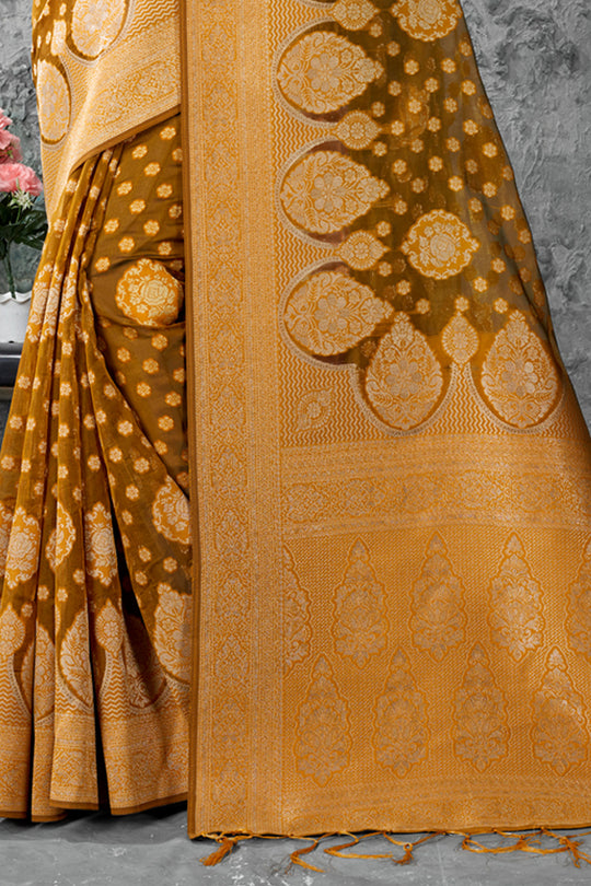 Bronze Brown Organza Saree