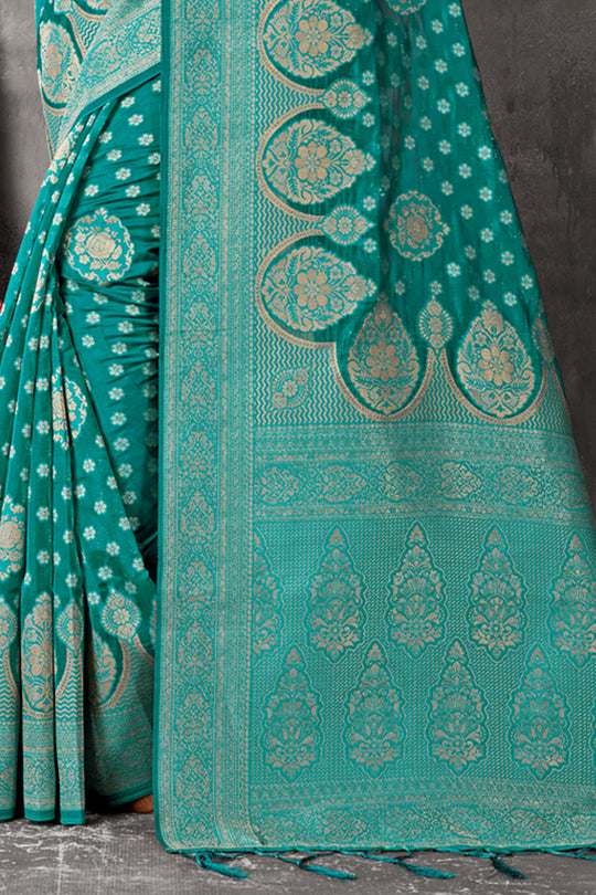 Ocean Blue Organza Saree