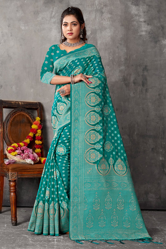 Ocean Blue Organza Saree