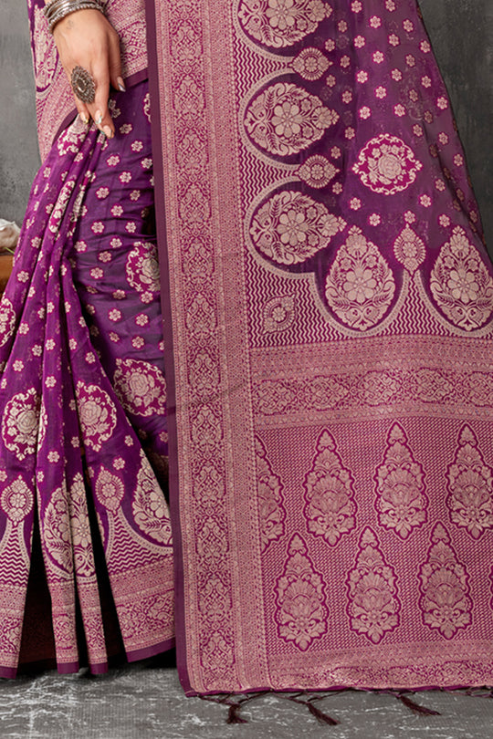 Berry Violet Organza Saree