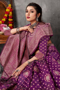 Berry Violet Organza Saree