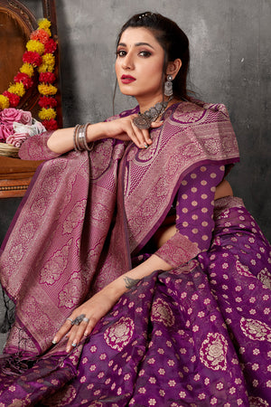 Berry Violet Organza Saree
