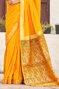 Honey Yellow Banarasi Saree