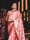 Flamingo Pink Maheshwari Silk Saree