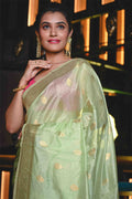 Mint Green Maheshwari Silk Saree