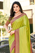 Green Banarasi Silk Saree With Blouse Piece