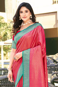 Pink Banarasi Silk Saree With Blouse Piece