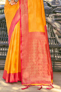 Mustard Banarasi Silk Saree With Blouse Piece