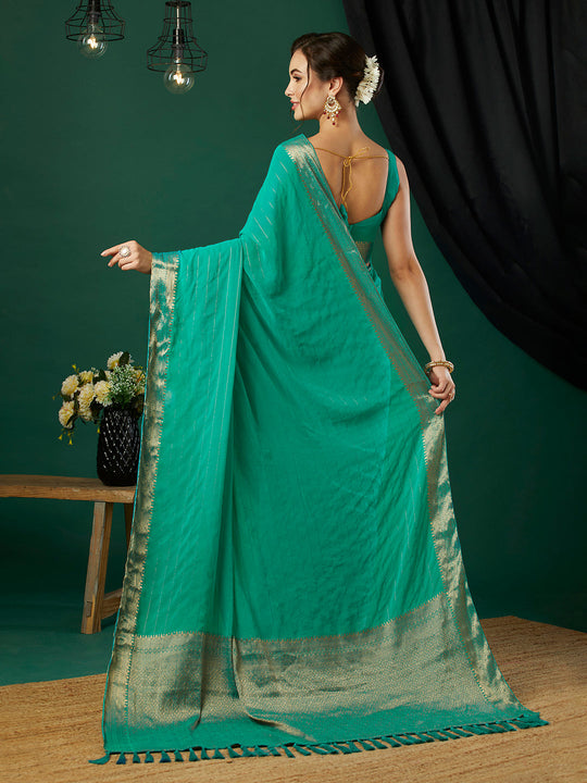 Chinon Silk Banarasi Silk Saree With Blouse Piece