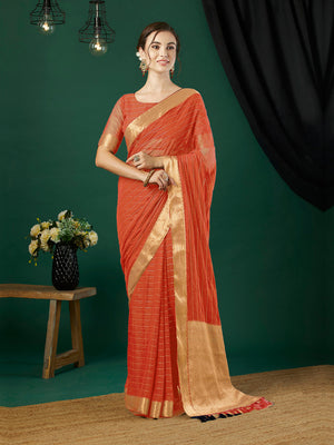 Chinon Silk Banarasi Silk Saree With Blouse Piece