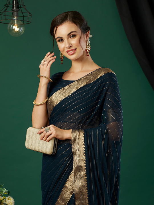 Chinon Silk Banarasi Silk Saree With Blouse Piece