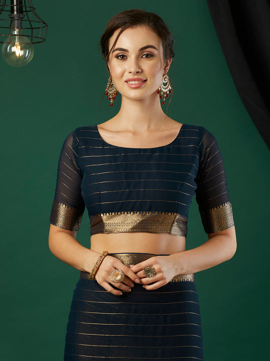 Chinon Silk Banarasi Silk Saree With Blouse Piece