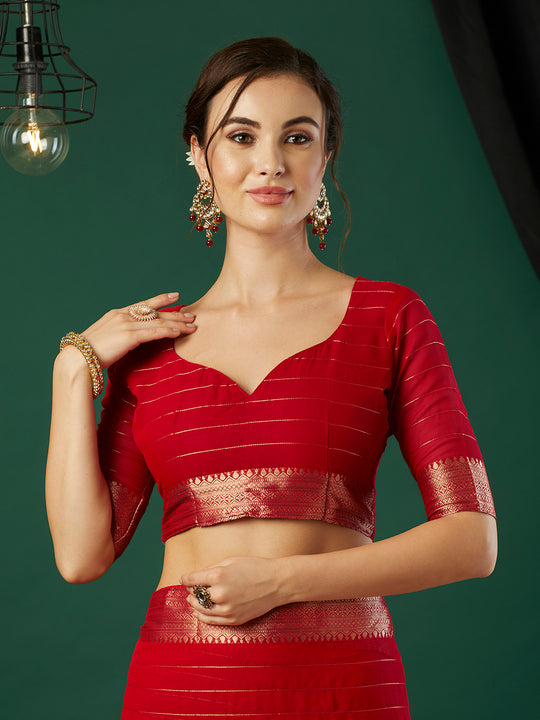 Chinon Silk Banarasi Silk Saree With Blouse Piece