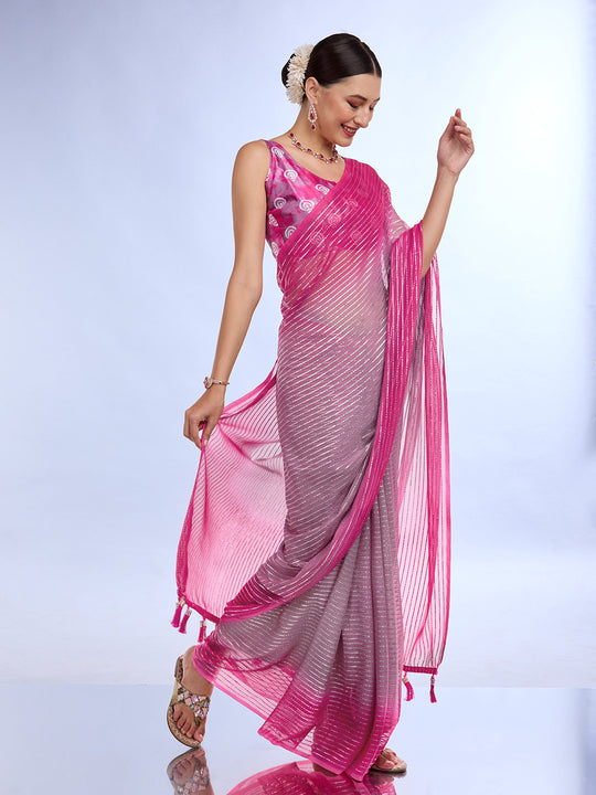 Blue,Green Weightless Saree With Blouse Piece