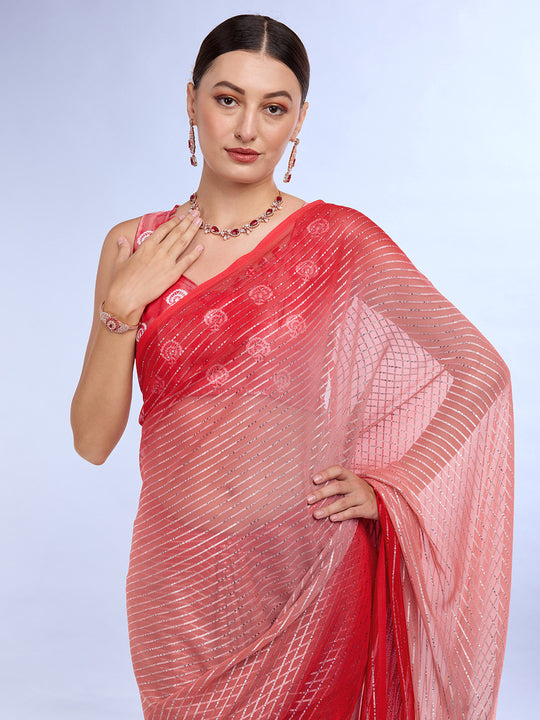 Pink Weightless Saree With Blouse Piece
