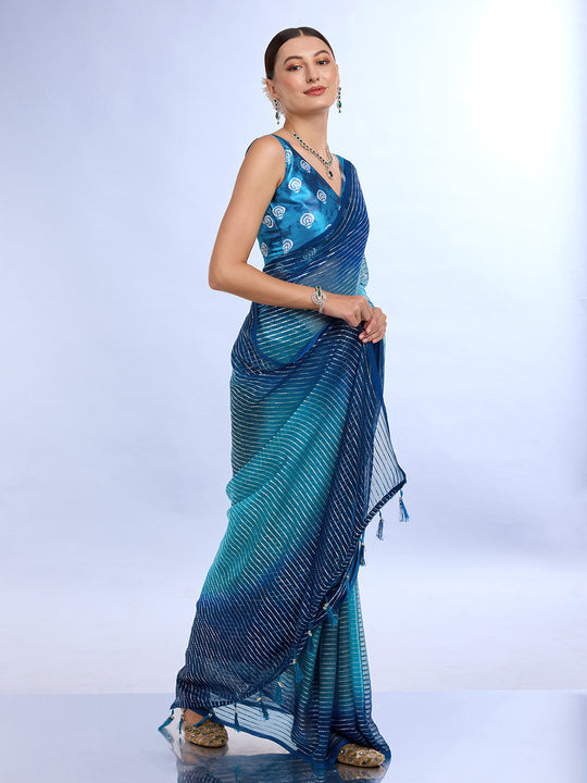 Blue Weightless Saree With Blouse Piece