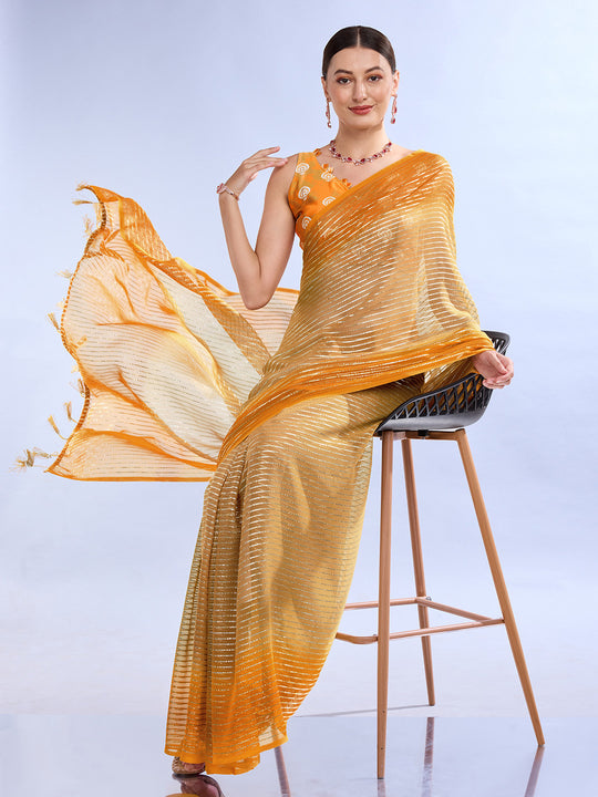 Mustard Weightless Saree With Blouse Piece