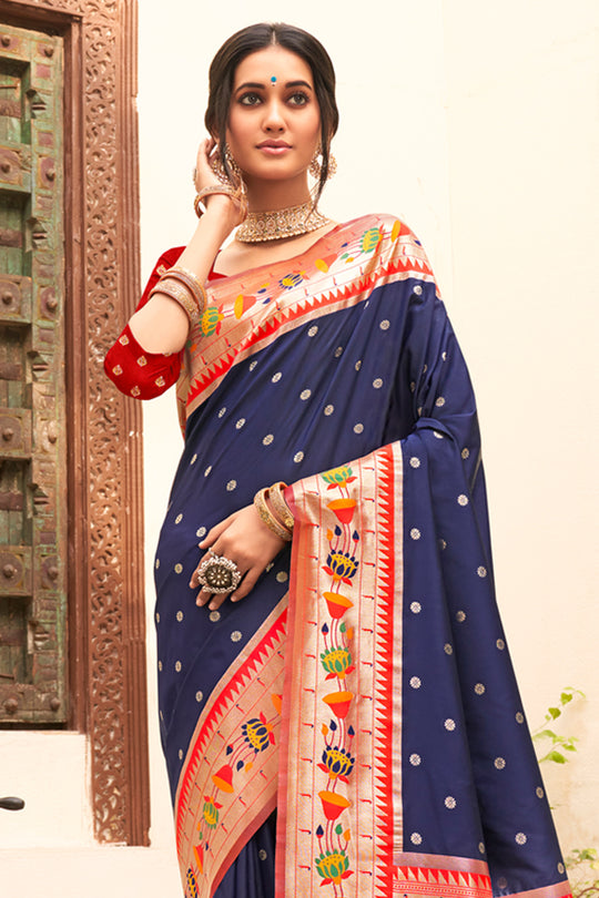 Navy Blue Paithani Saree