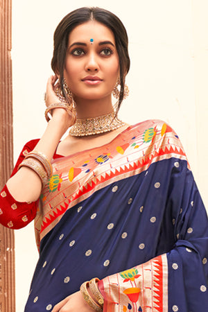 Navy Blue Paithani Saree