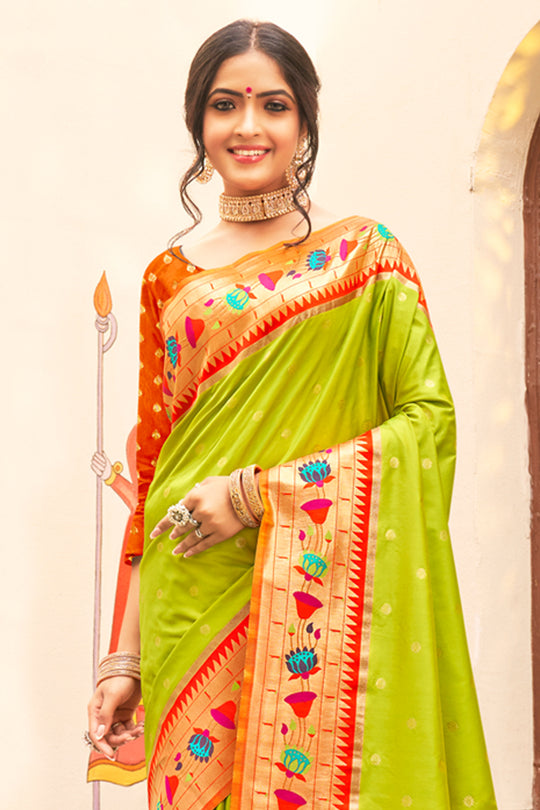 Fern Green Paithani Saree