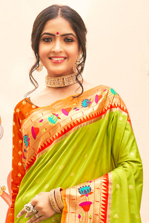 Fern Green Paithani Saree