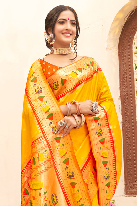 Turmeric Yellow Paithani Saree