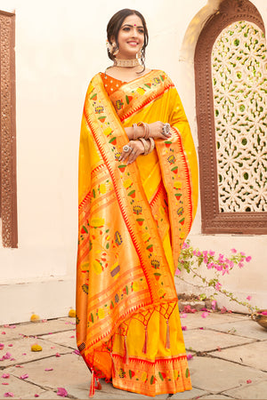 Turmeric Yellow Paithani Saree