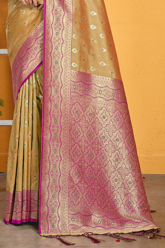 Tan Beige Banarasi Saree