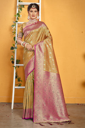 Tan Beige Banarasi Saree