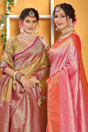 Tan Beige Banarasi Saree