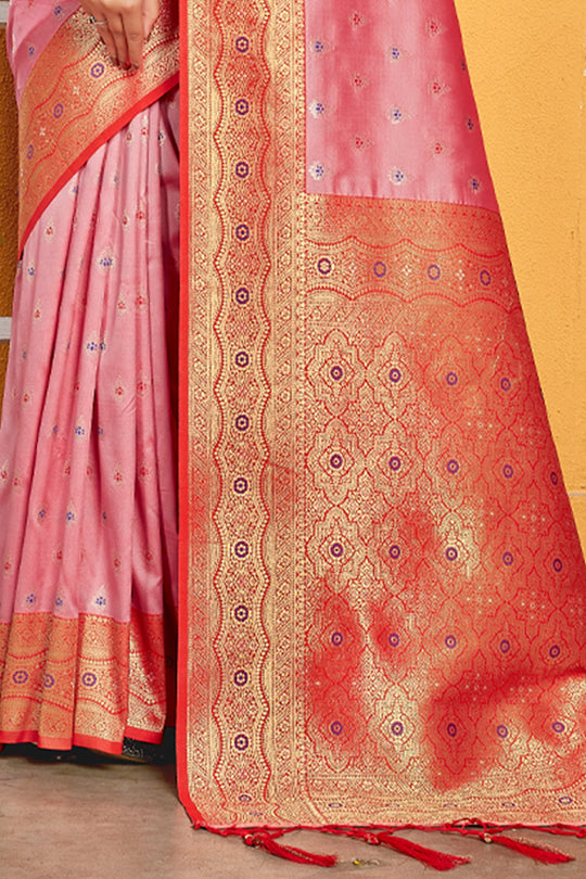Watermelon Pink Banarasi Saree